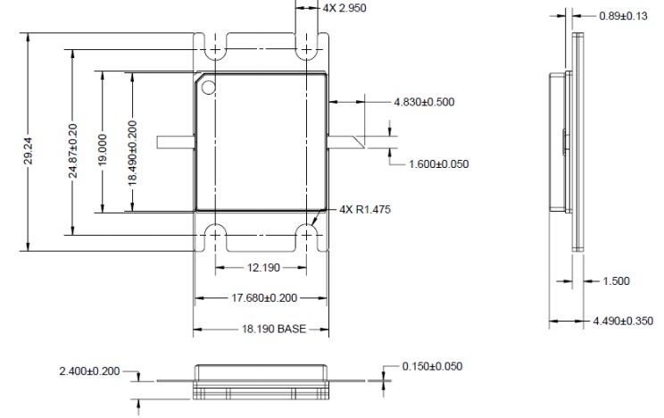 Mechanical Drawing - Qorvo QPD1006 GaN RF IMFET Transistor